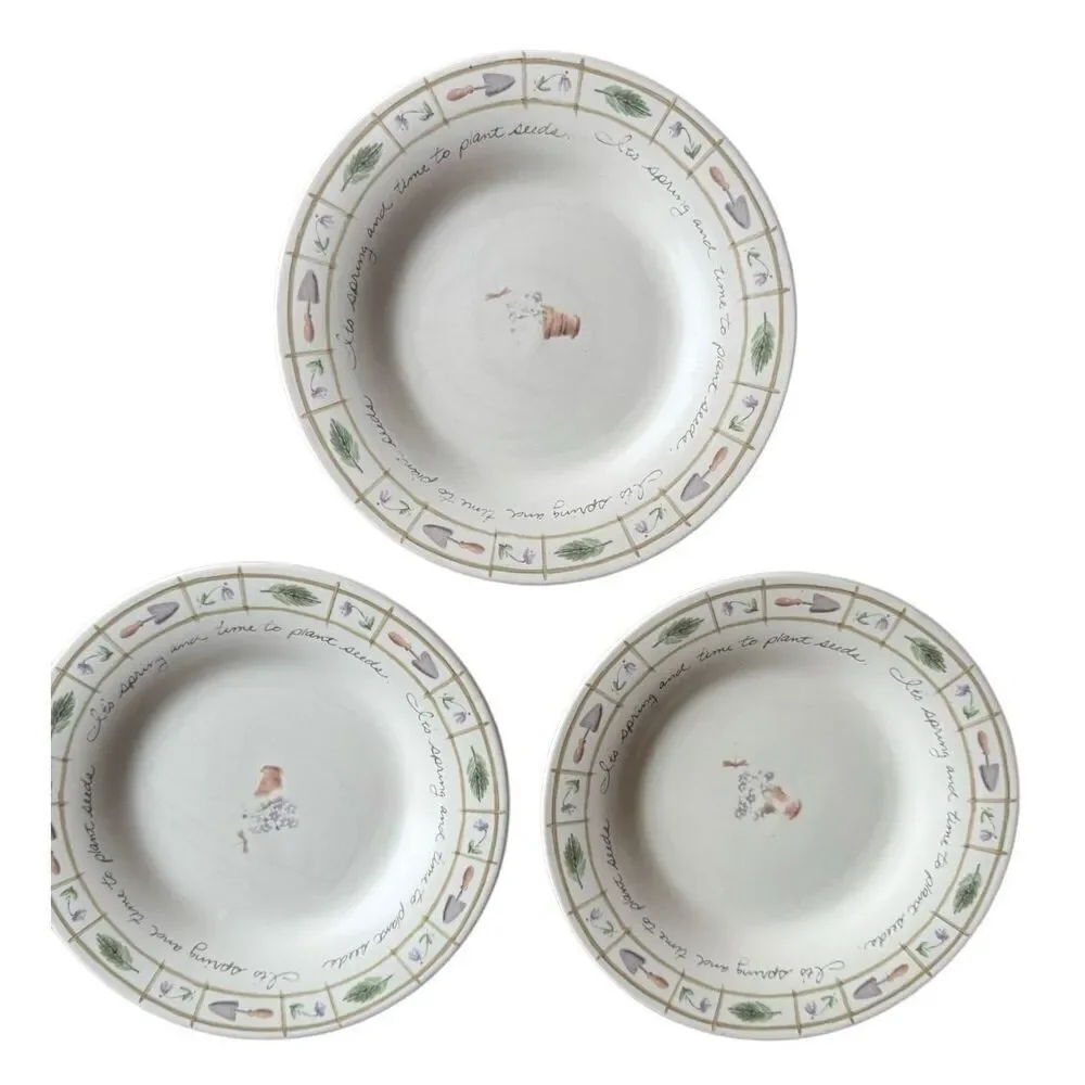 Pfaltzgraff Perennials FLOWER GARDEN Salad plate set‎ of 3 USA Excellent